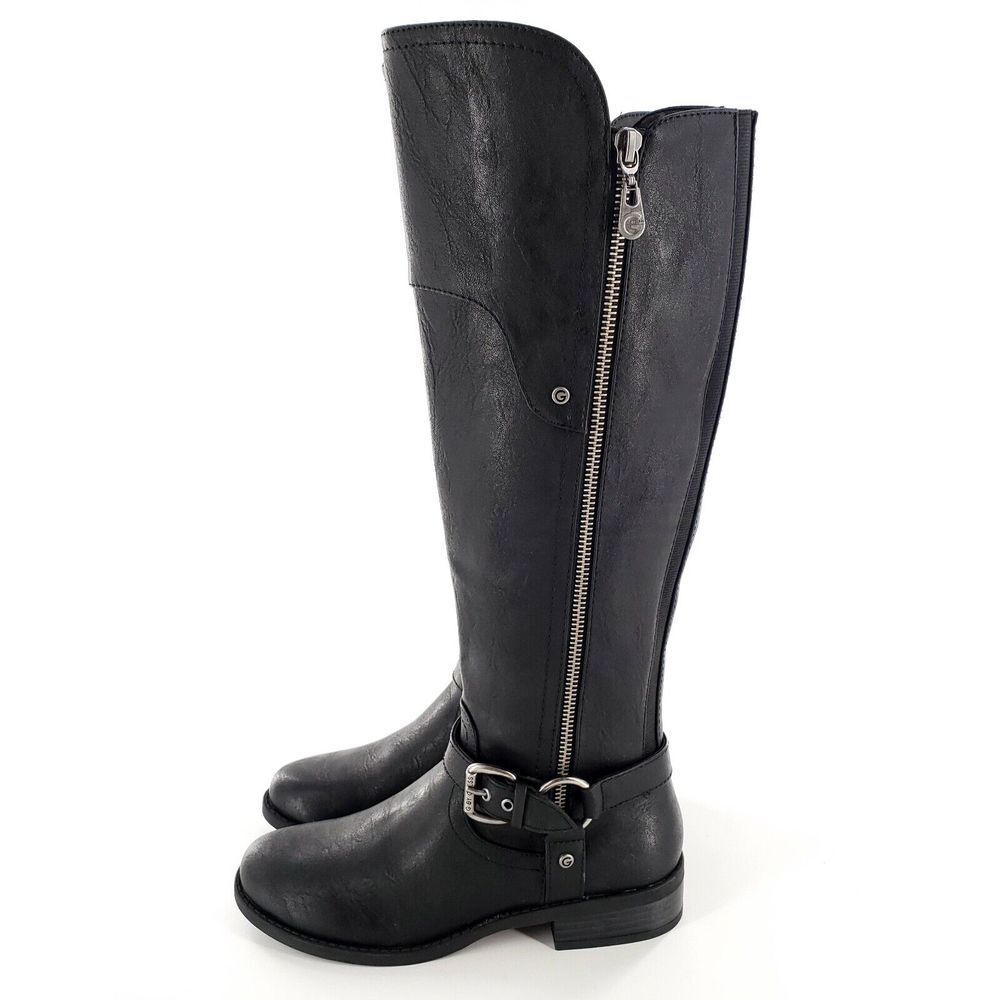 G By Guess Los Angeles Tealin Wide Calf Riding Boots Womens 6 Black Brand New